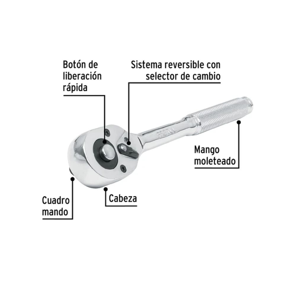 Llave Chicharra Liberaci&oacute;n R&aacute;pida Cabeza Pera Mando 1/2" Pretul image number 1.0