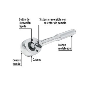 Llave Chicharra Liberaci&oacute;n R&aacute;pida Cabeza Pera Mando 1/2" Pretul