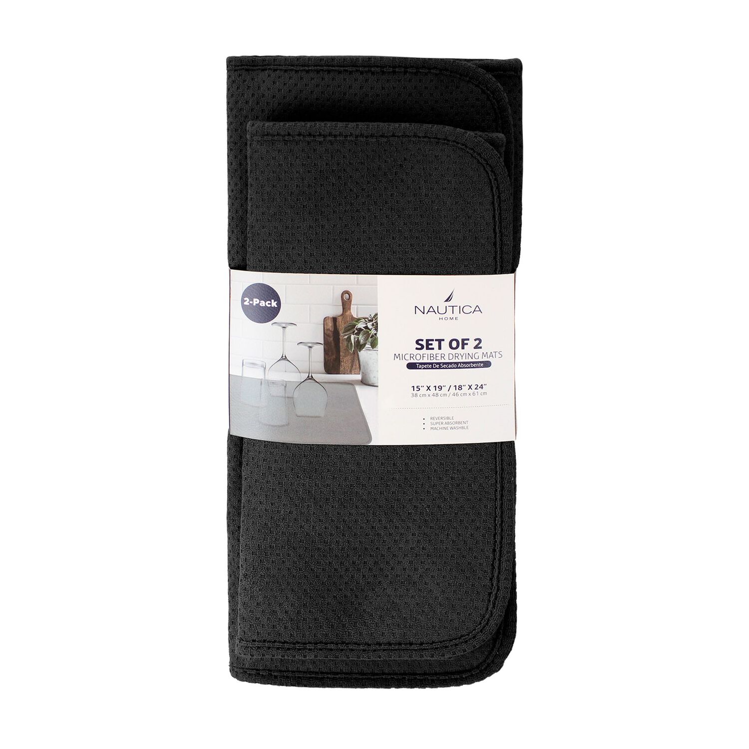 Set De 2 Tapetes De Secado Nautica Home Alta Absorci&oacute;n Negro image number 3.0