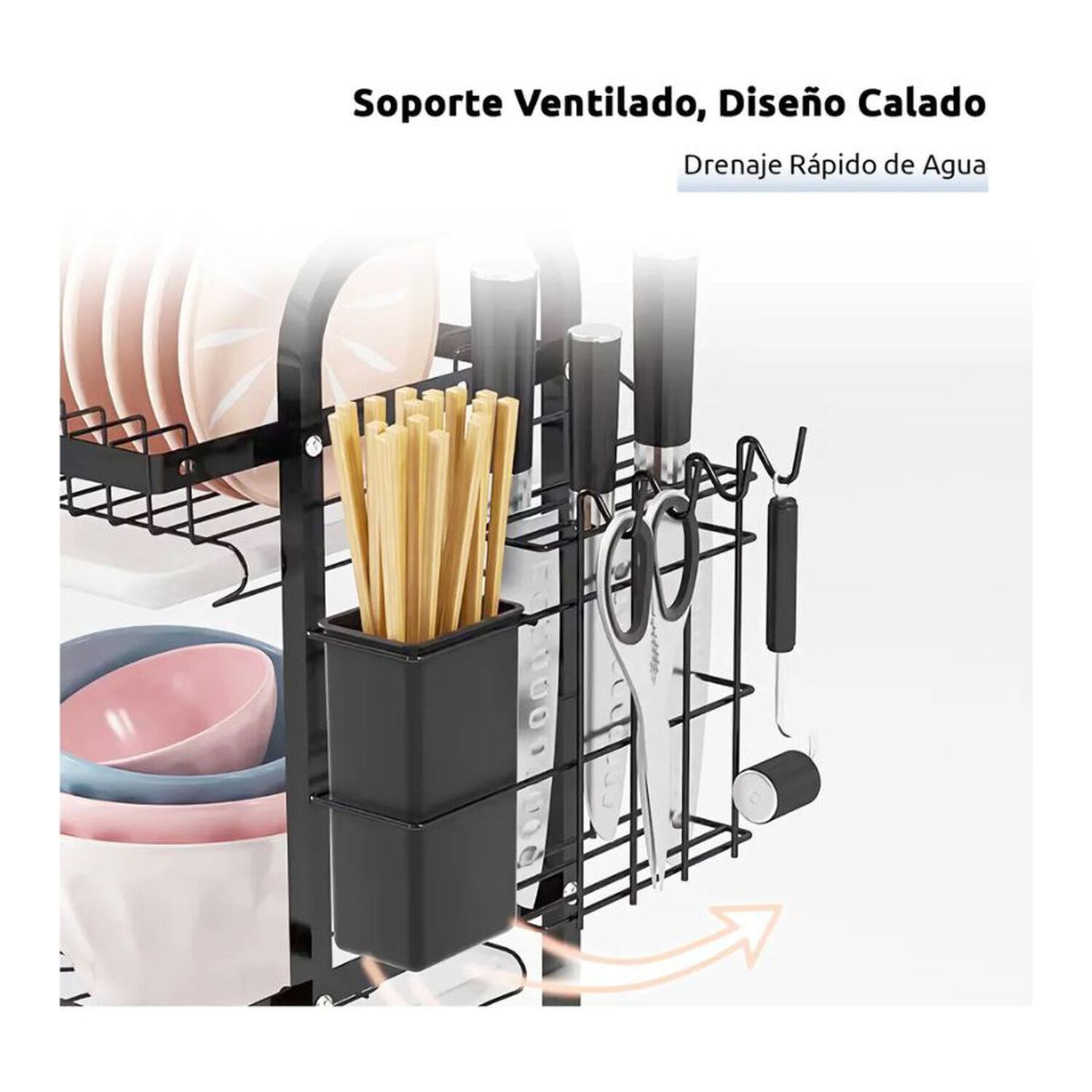 Secador Escurridor De Platos Loza Vajilla 2 Niveles Cocina image number 3.0