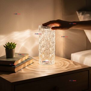 L&aacute;mpara Cristal T&aacute;ctil Usb Transparente Para Mesa