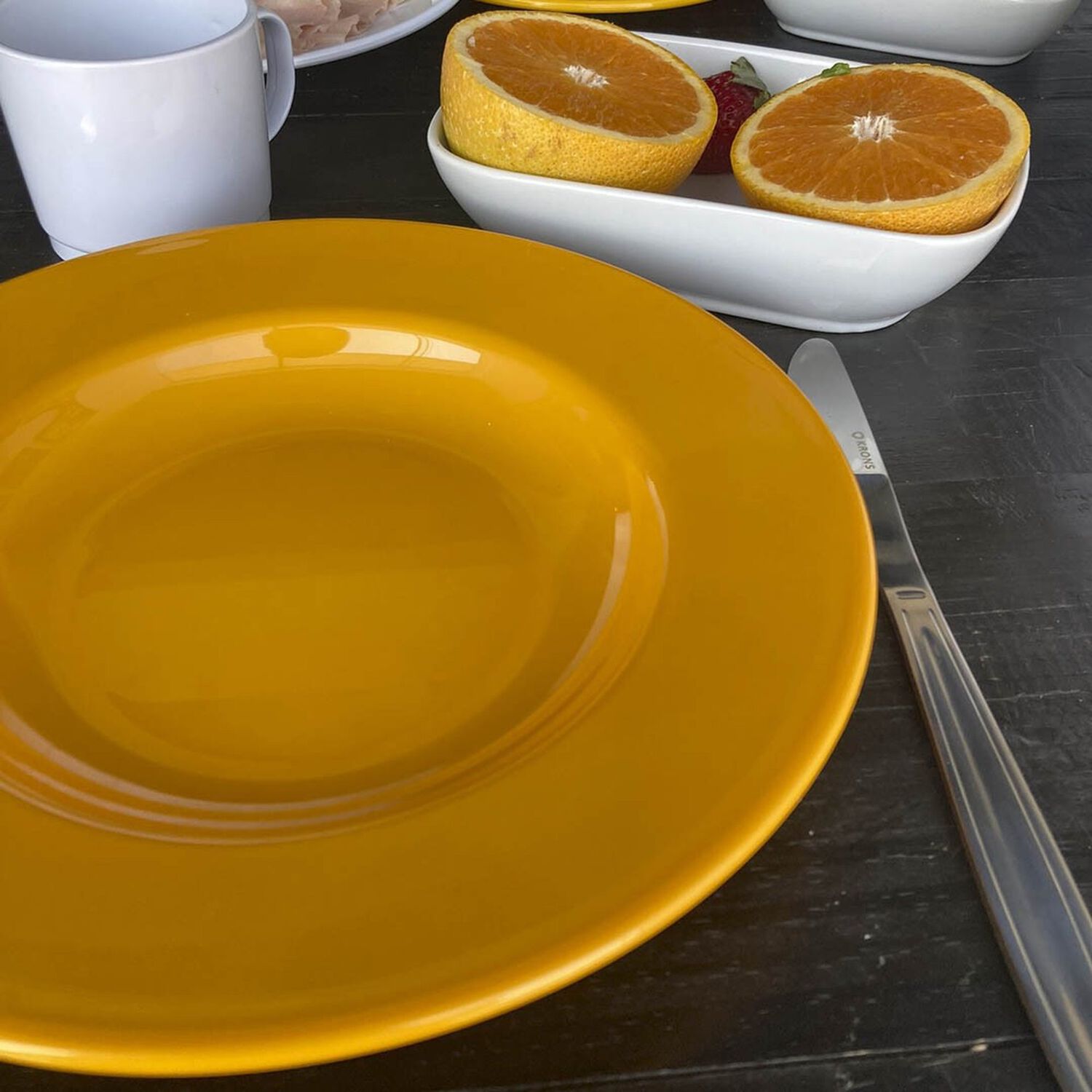 Set De 6 Plato Hondo De Policarbonato Amarillo 23cm image number 4.0
