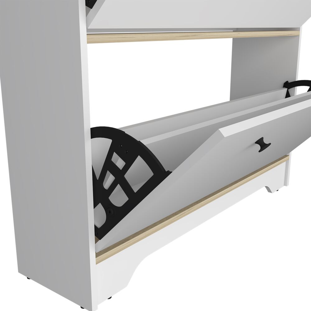 Comoda Zapatero 2 Puertas Fm-017b - Blanco Y Cafe Claro image number 4.0