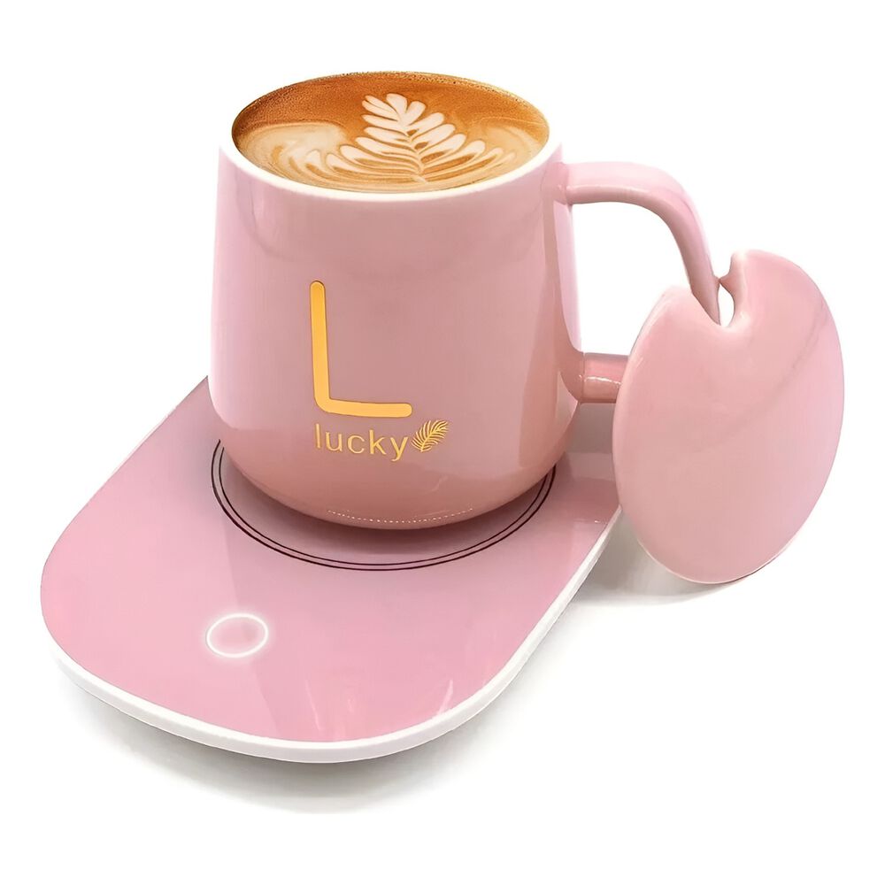 Taza Calentador Eléctrico Usb Cerámica Rosado Lucky image number 0.0