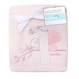 Frazada De Coral Plush Rosado Hada Niña