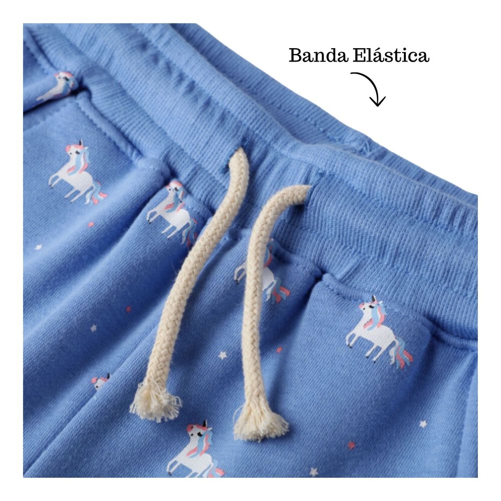 Pantalón Buzo Niña 100% Algodón Azul Claro Unicornio image number 1.0