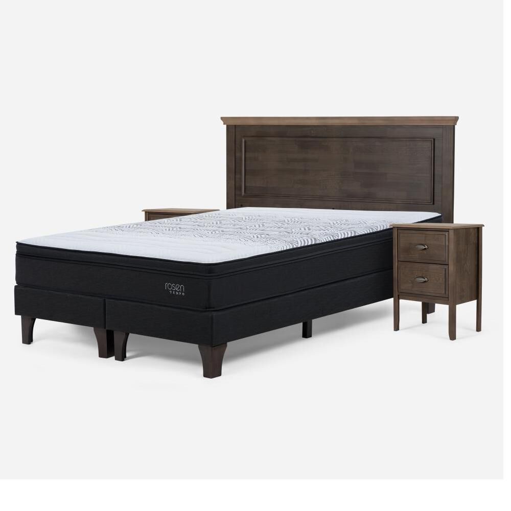 Cama Europea Rosen Tempo / 2 Plazas / Base Dividida + Set De Maderas Anna image number 1.0