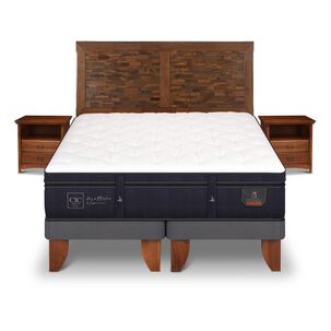 Cama Europea Cic Super Premium / 2 Plazas / Base Dividida + Set De Maderas
