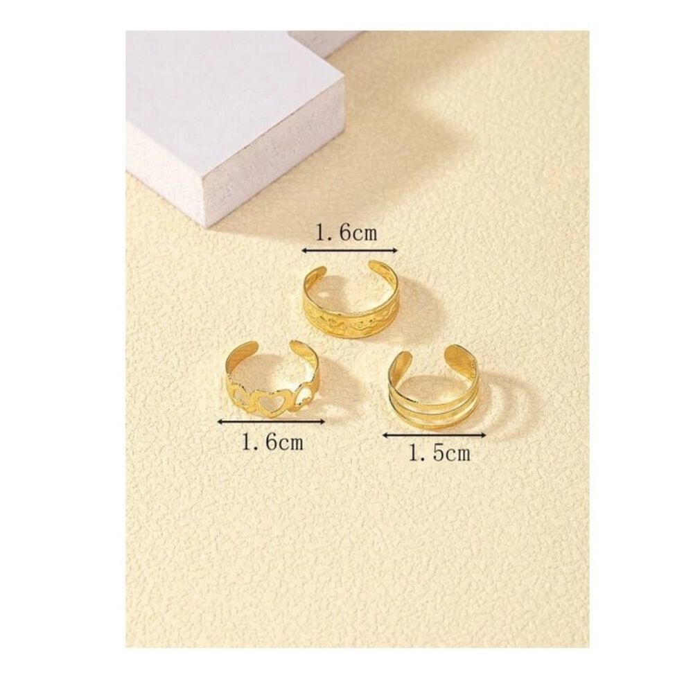 Set 3 Anillos Ajustables De Pies Dedos Dorados image number 1.0