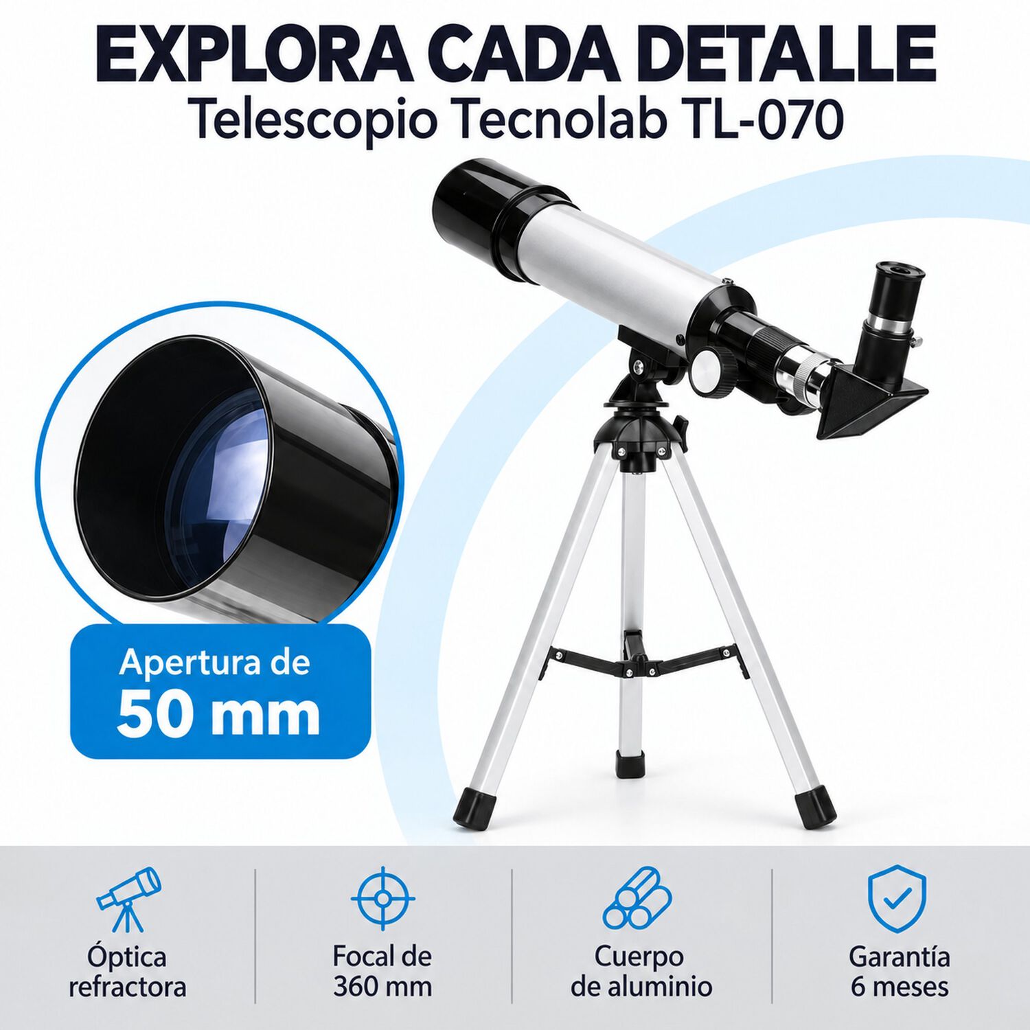 Telescopio Astron&oacute;mico Monocular 90x Hd De Aluminio Tl-070 image number 5.0
