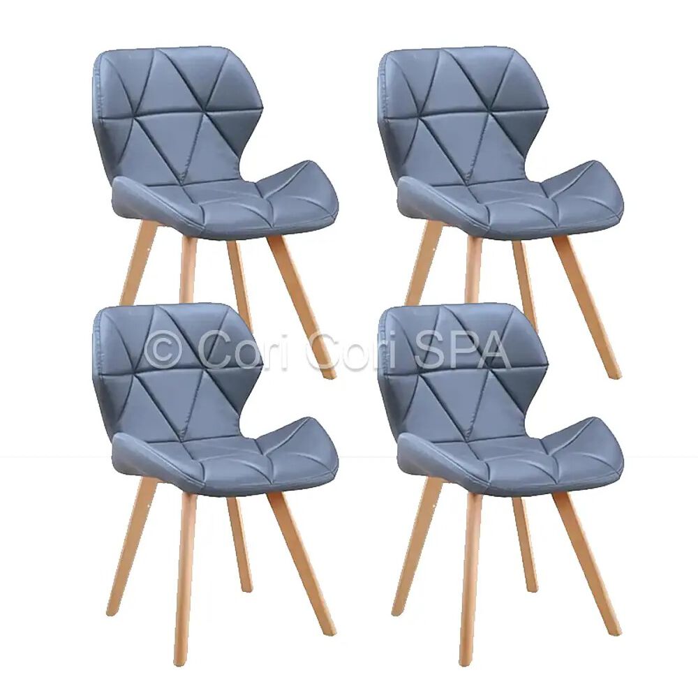 Juego De Comedor Madrid 140x80cms + 4 Sillas Mariposa Ecocuero Wood Gris image number 3.0