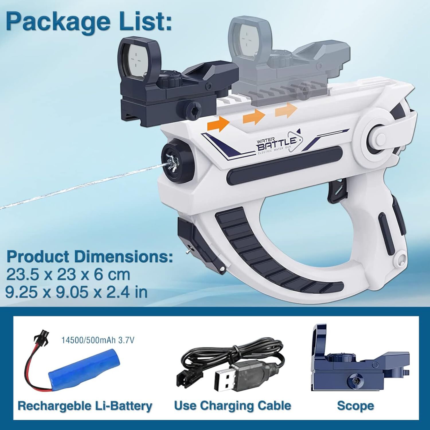 Pistola De Agua Premium Con Mira Electrica image number 4.0