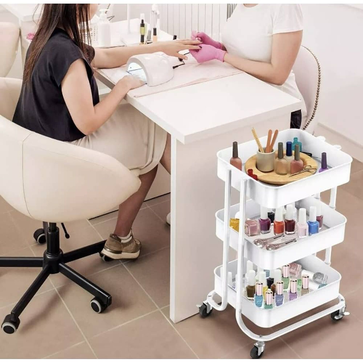 Carro Organizador Mueble Estante De Almacenamiento 3 Nivele Color Blanco image number 2.0