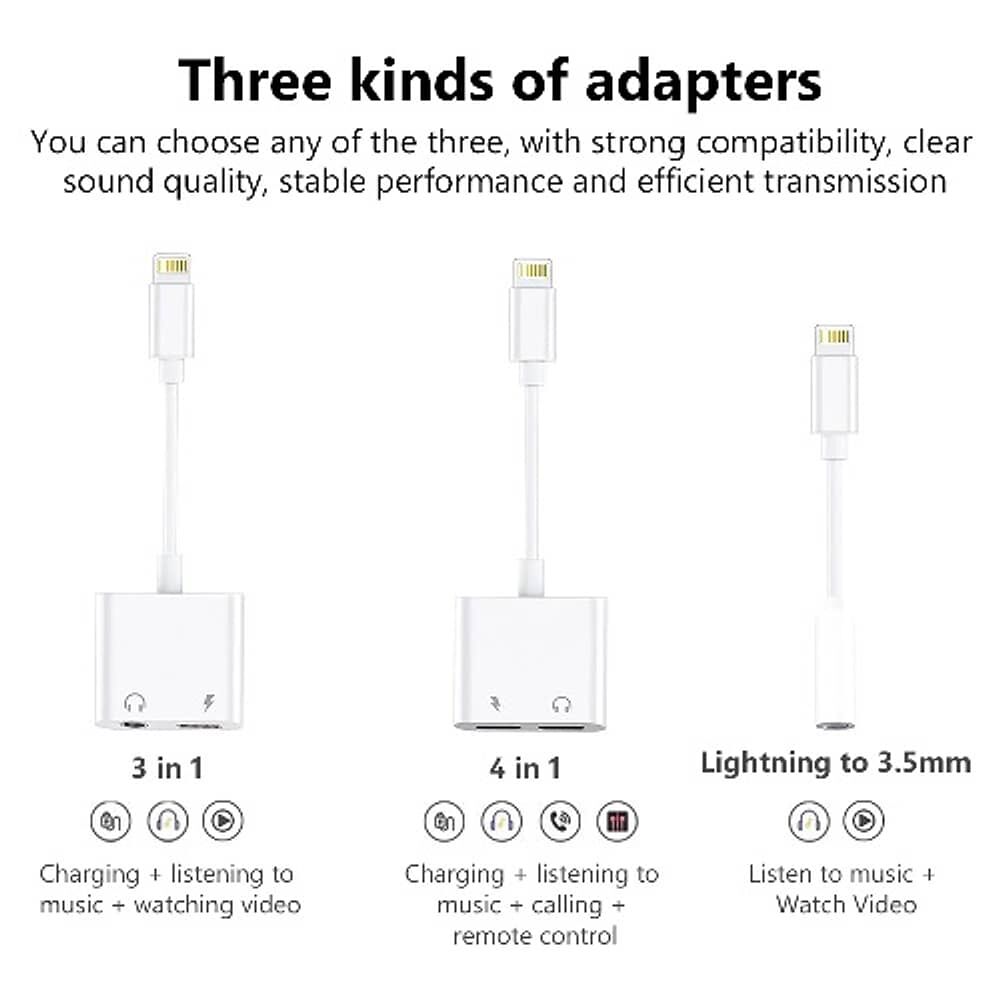 Adaptador De Audio Y Carga Compatible Para Iphone 2 En 1 Conector Con Cable Compatible Iphone A Jack 3,5 Auxiliar Original image number 3.0