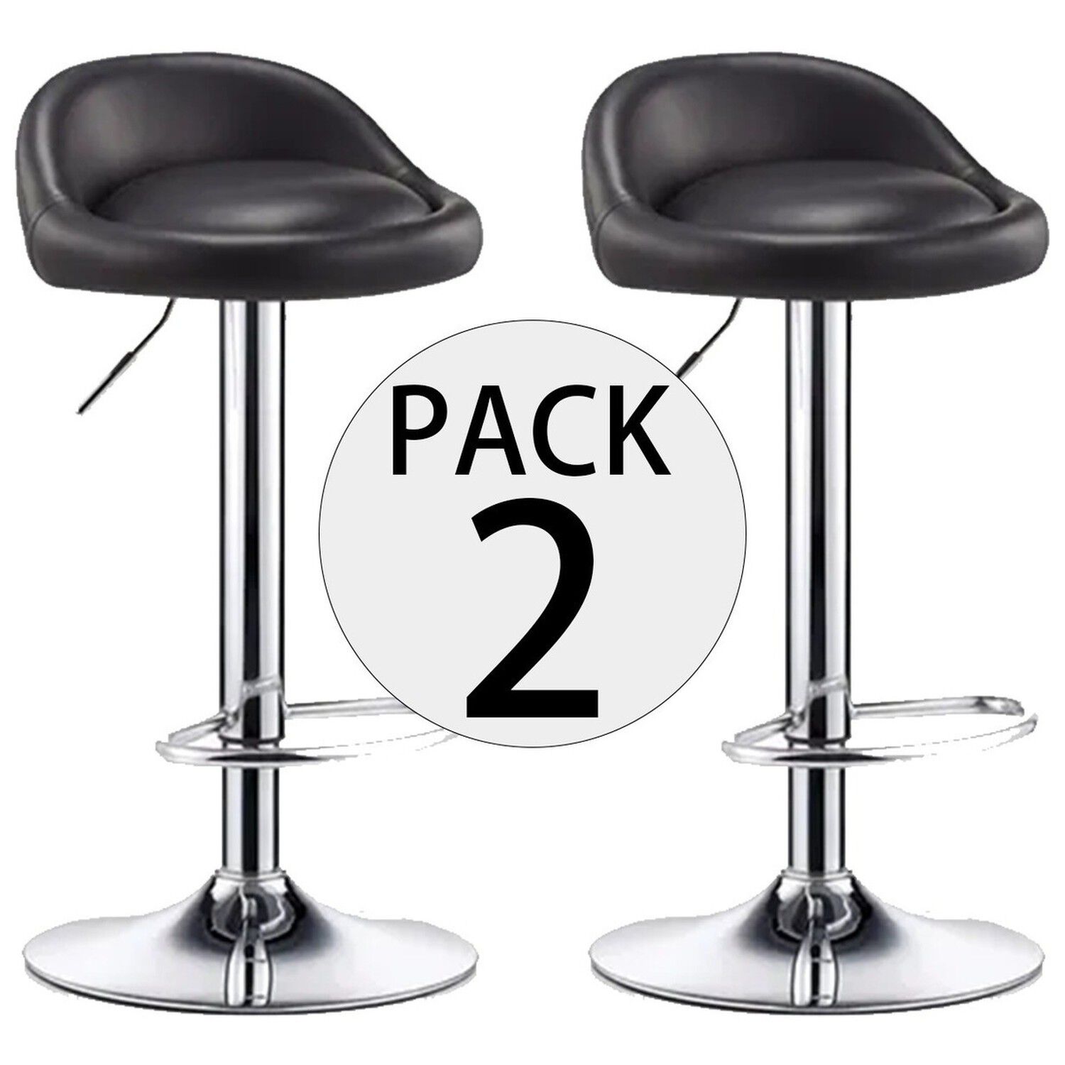 Pack 2 Sillas Bar Altura Regulable Con Respaldo Color Negro image number 0.0
