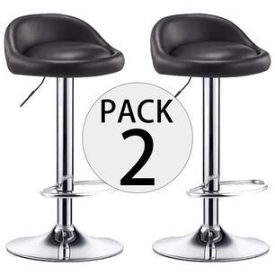 Pack 2 Sillas Bar Altura Regulable Con Respaldo Color Negro