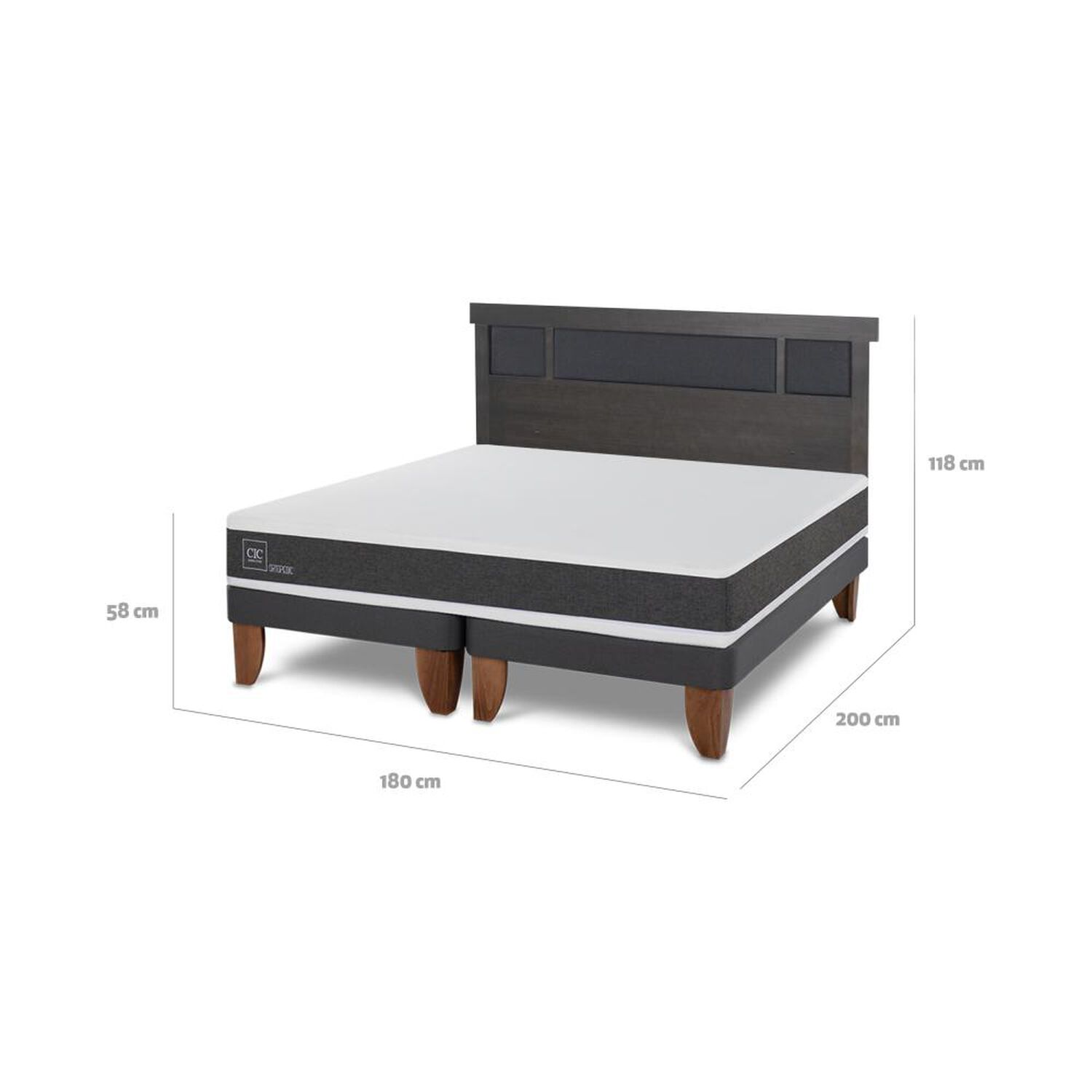 Cama Europea Cic Ortopedic / King / Base Dividida + Respaldo image number 5.0