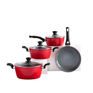 Bater&iacute;a De Cocina Thomas Thmb07rn 7 Piezas Aluminio Forjado Juego Set De Ollas Y Sart&eacute;n Antiadherente Cer&aacute;mico Apto Inducci&oacute;n Tapas De Vidrio Templado