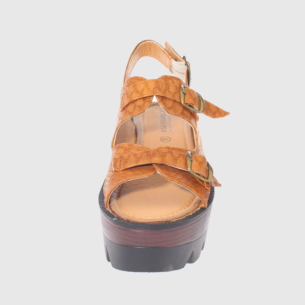 Sandalia Plataforma Croco Tostado V&iacute;a Franca Art. 5cg67706ctostado image number 2.0