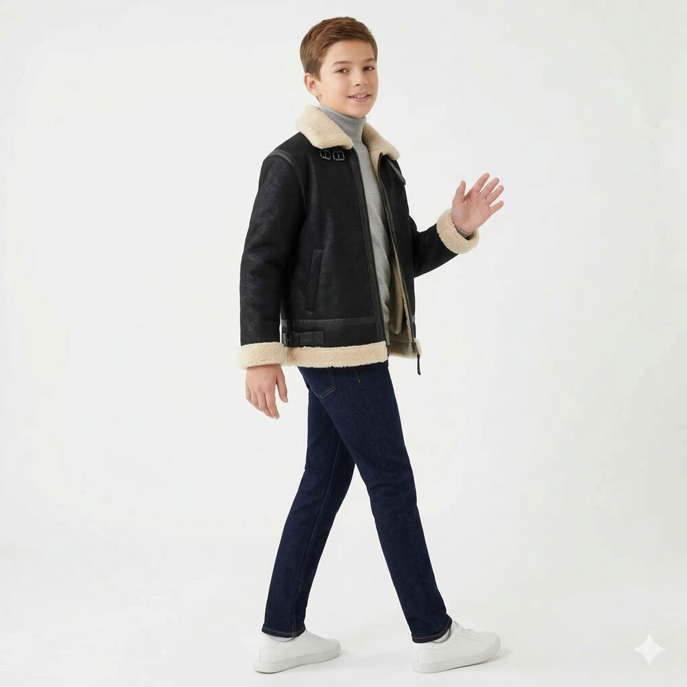 Chaqueta Ni&ntilde;o Aviador Estilo Piloto Abrigada Invierno image number 6.0