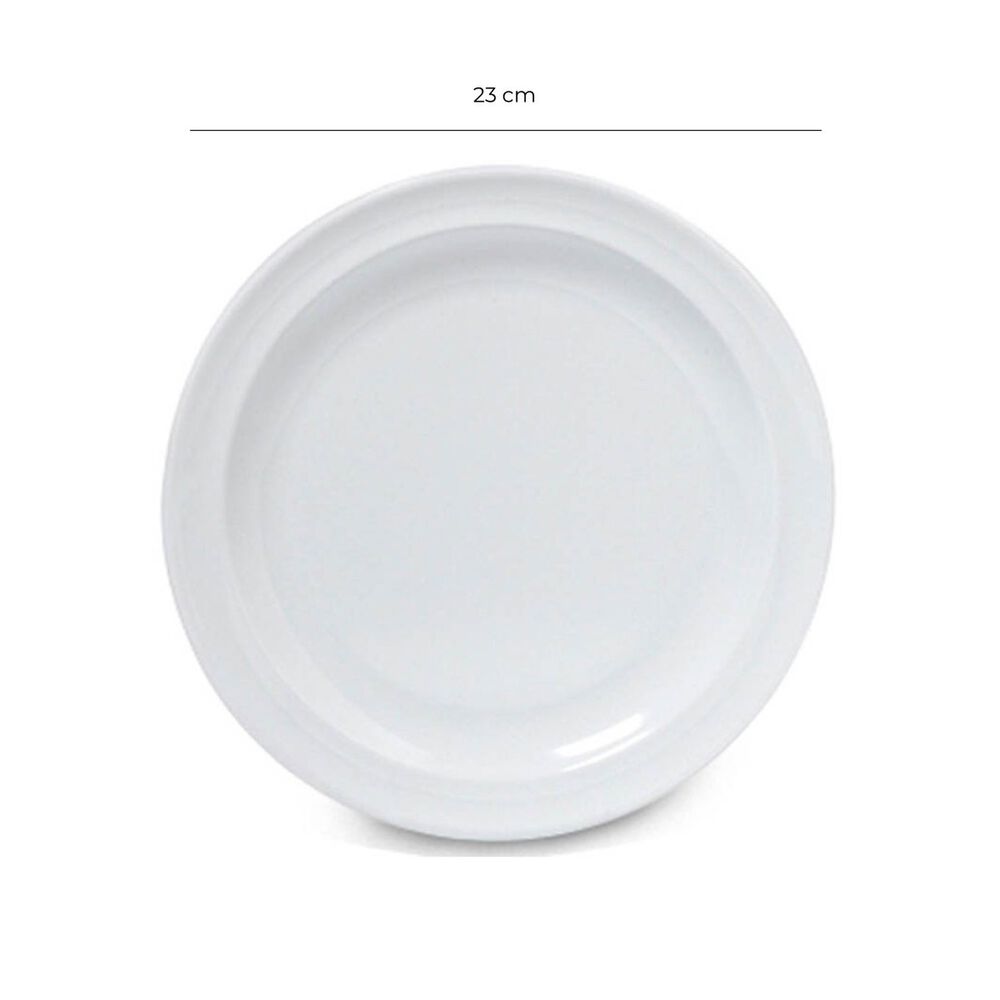 Set De 6 Platos Melamina Redondo Blanca 23 Cm L&iacute;nea Cl&aacute;sica image number 6.0