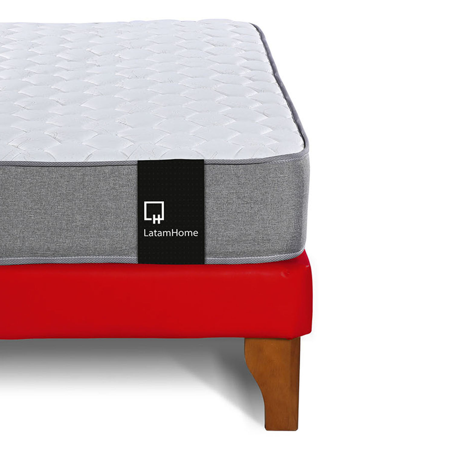 Cama Europea Zen Best Tela Pu Rojo 2 Plazas + Respaldo image number 4.0