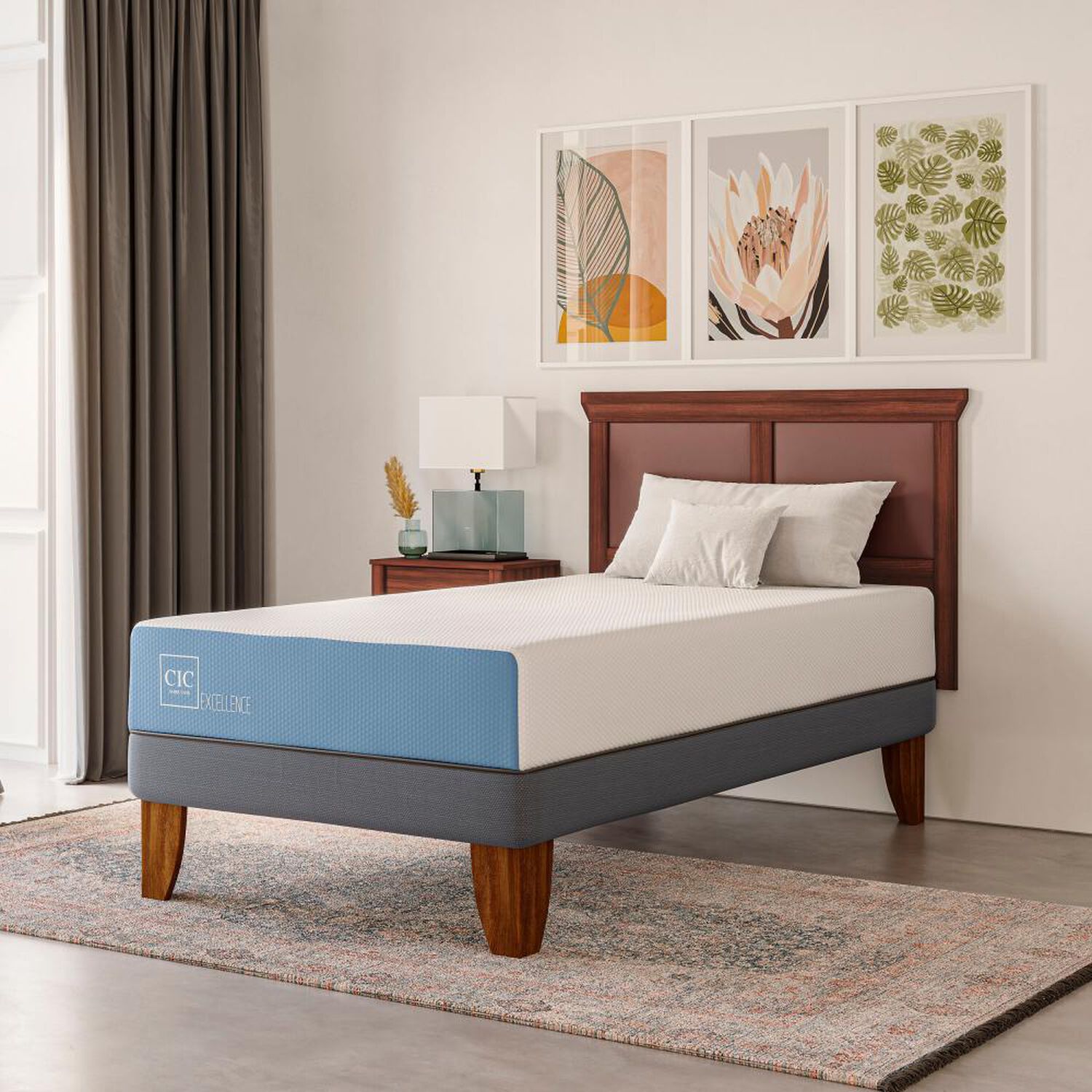Cama Europea Cic Excellence / 1 Plaza / Base Normal + Respaldo image number 11.0