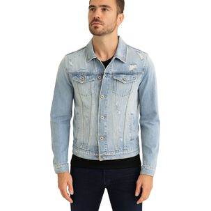 Chaqueta Mezclilla Destroyed Celeste Hombre