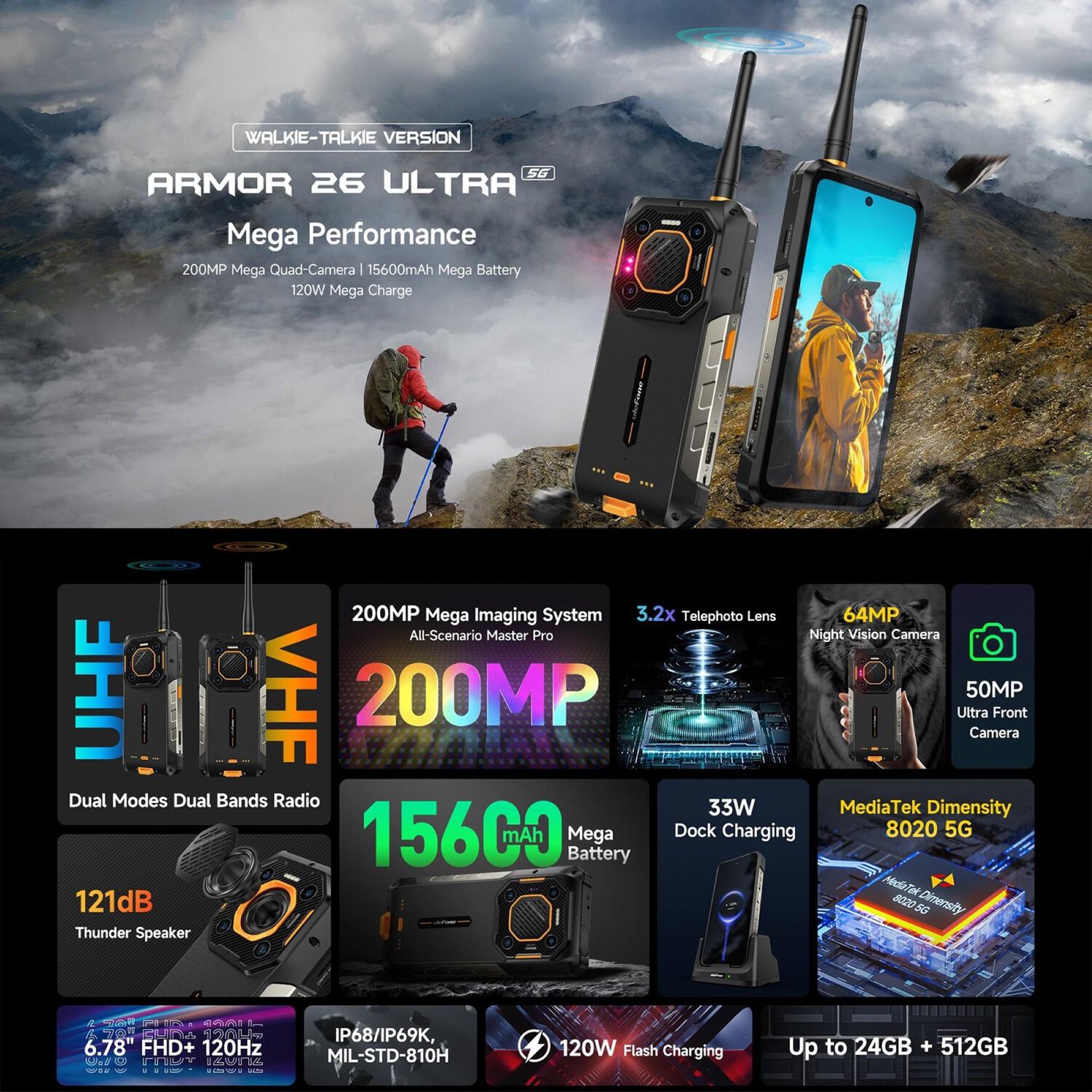Ulefone Armor 26 Ultra - Smartphone Rugerizado Con Walkie-talkie Y C&aacute;mara De 200mp image number 1.0