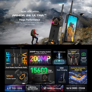 Ulefone Armor 26 Ultra - Smartphone Rugerizado Con Walkie-talkie Y Cámara De 200mp