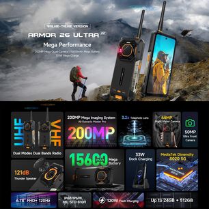 Ulefone Armor 26 Ultra - Smartphone Rugerizado Con Walkie-talkie Y C&aacute;mara De 200mp