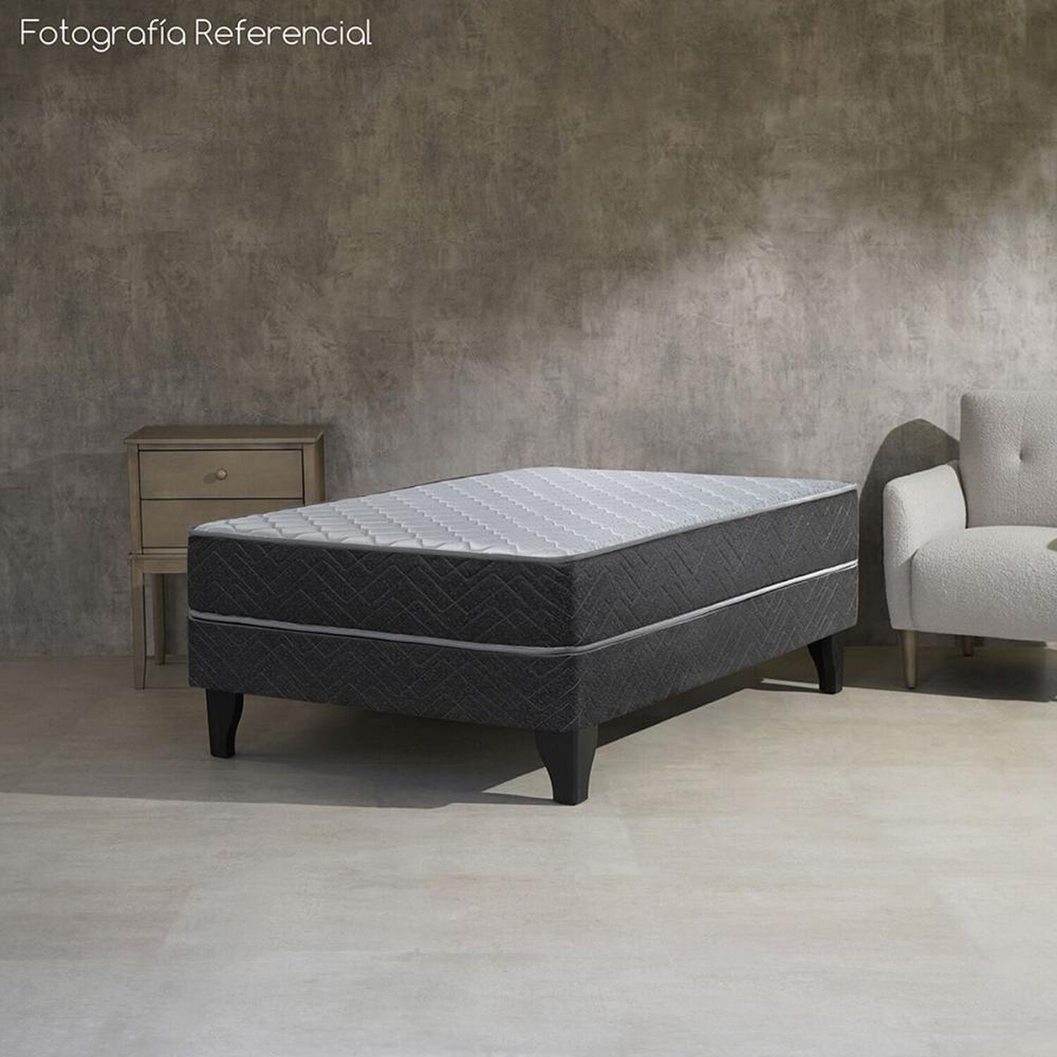 Pack 2 Cama Europea Celta Cadiz / 1.5 Plazas / Base Normal + 1 Velador image number 2.0