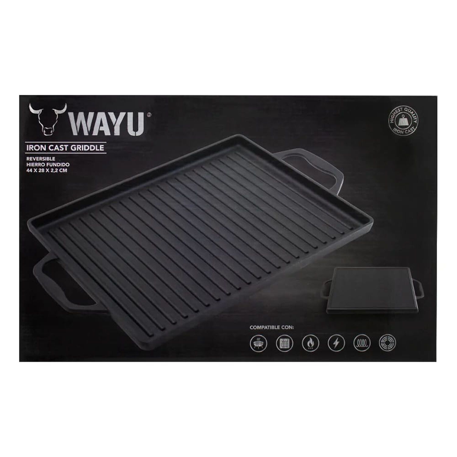Plancha Parrilla Churrasquera Wayu Con Asas Hierro 44x28 Cm image number 2.0