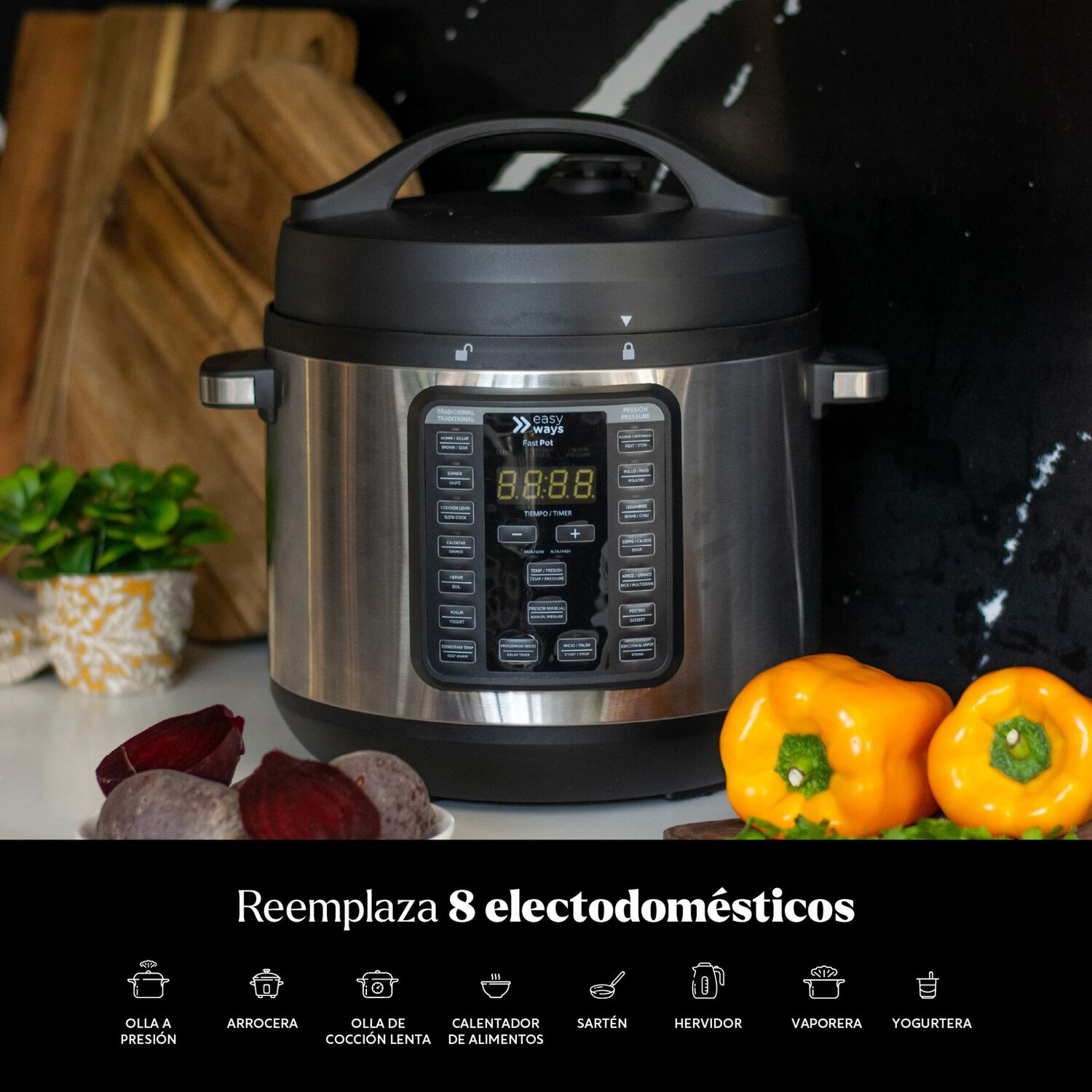 Olla Presi&oacute;n Multifuncional Fast Pot 7,6 L Ceramic+ Easyways image number 1.0