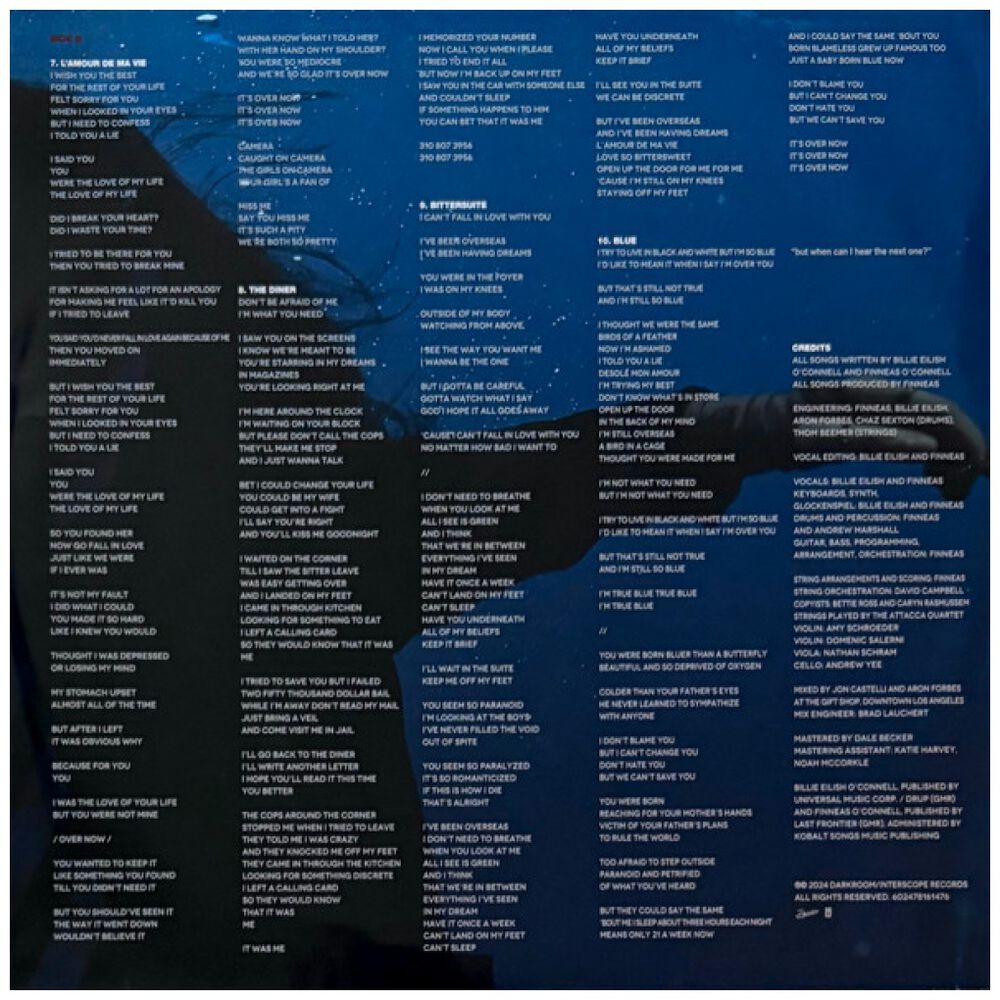 Billie Eilish - Hit Me Hard And Soft (2lp) (blue/orange Splatter) (anniversary Edition) | Vinilo image number 7.0