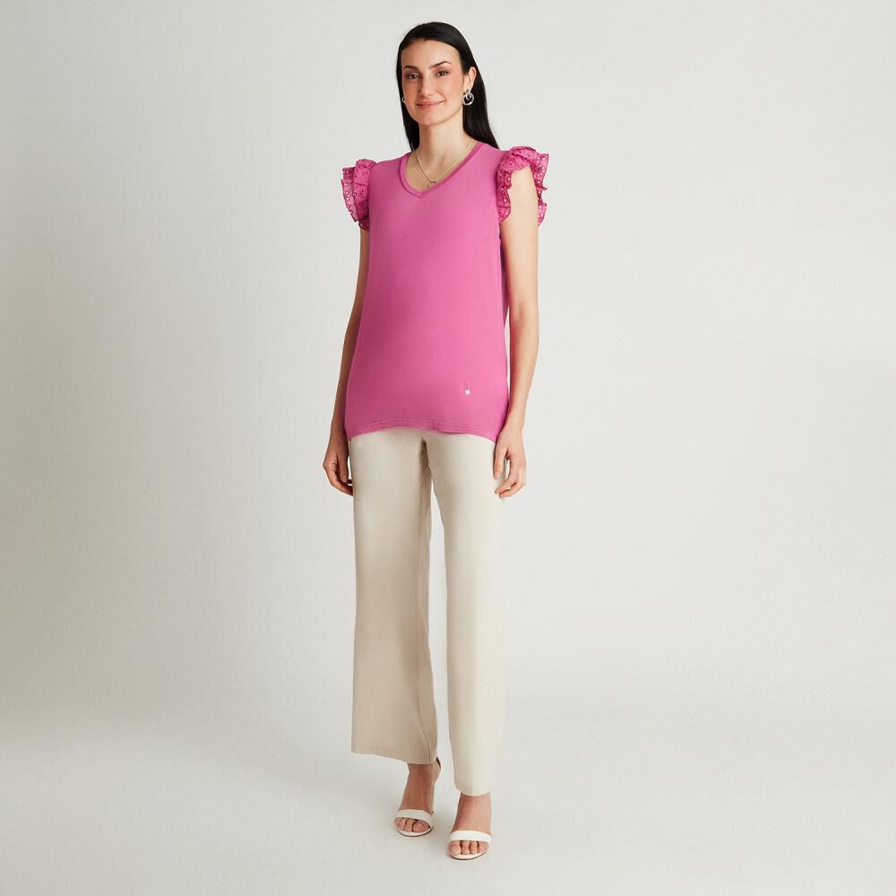 Polera Manga Corta Cuello V Mujer Lorenzo Di Pontti image number 1.0