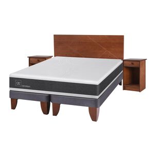 Cama Europea Cic Ortopedic / 2 Plazas / Base Dividida + Set De Maderas