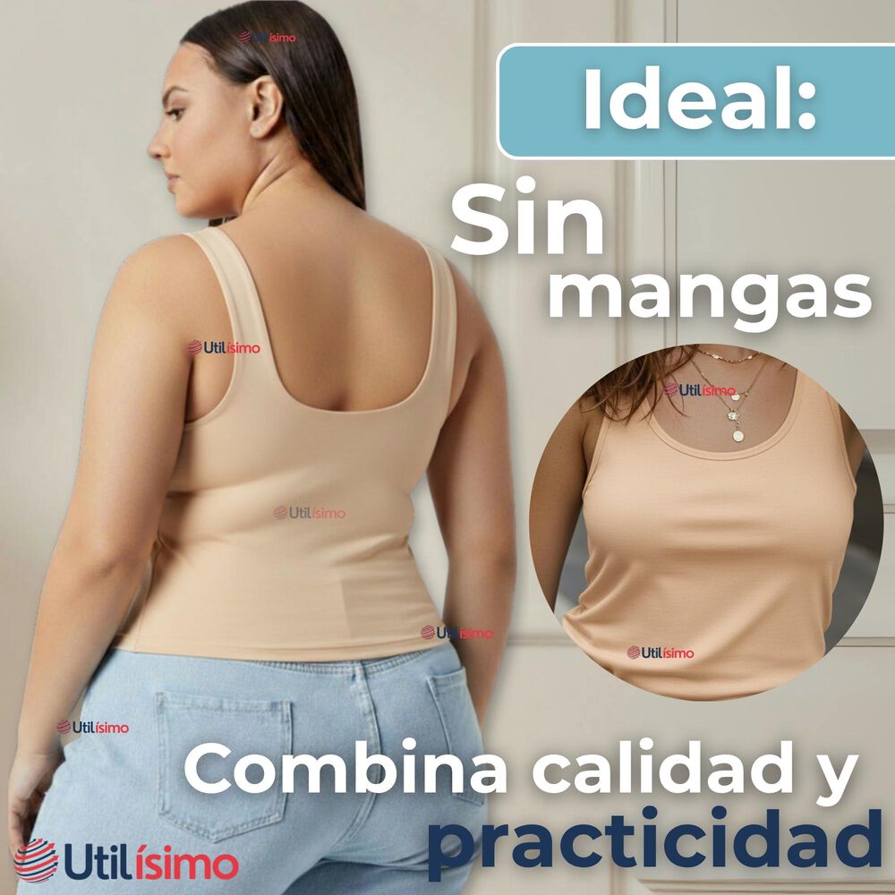 Polera Camiseta Sin Mangas Fibra De Bambú Básica Lisa Elástica Mujer Colores Surtidos image number 3.0