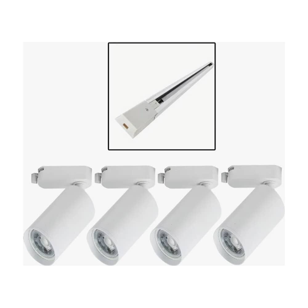 1 Riel Monof&aacute;sico 1mt Blanco + 4 Focos Luz C&aacute;lida image number 0.0