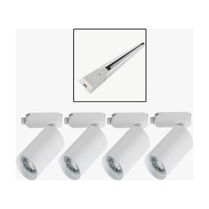 1 Riel Monof&aacute;sico 1mt Blanco + 4 Focos Luz C&aacute;lida