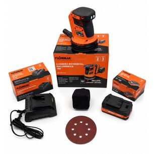 Lijadora Rotorbital Inal. 18v Con Bateria 2ah Y Cargador Flowmak