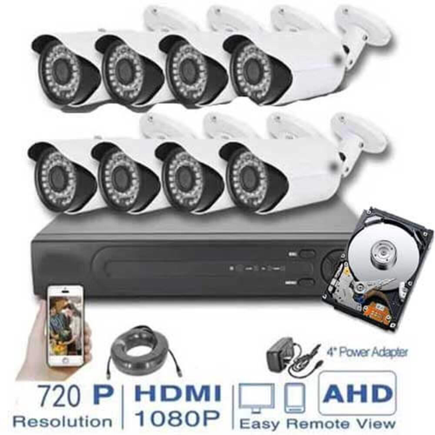 Kit Cctv 8 C&aacute;maras Seguridad + Disco Duro 1 Terabyte Instalado En Dvr Hd 1080p image number 0.0