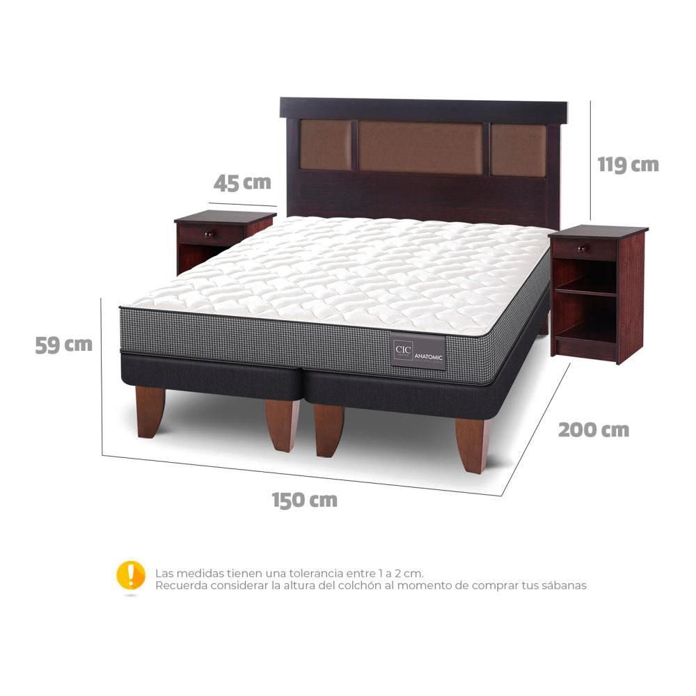 Cama Europea Cic Anatomic / 2 Plazas / Base Dividida + Set De Maderas image number 3.0