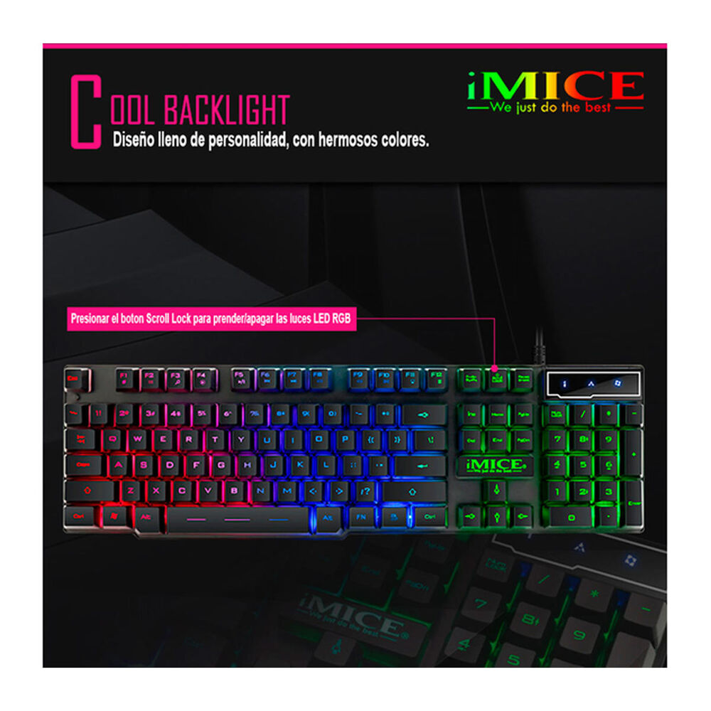 Kit Gamer Teclado + Mouse Rgb Colores image number 4.0