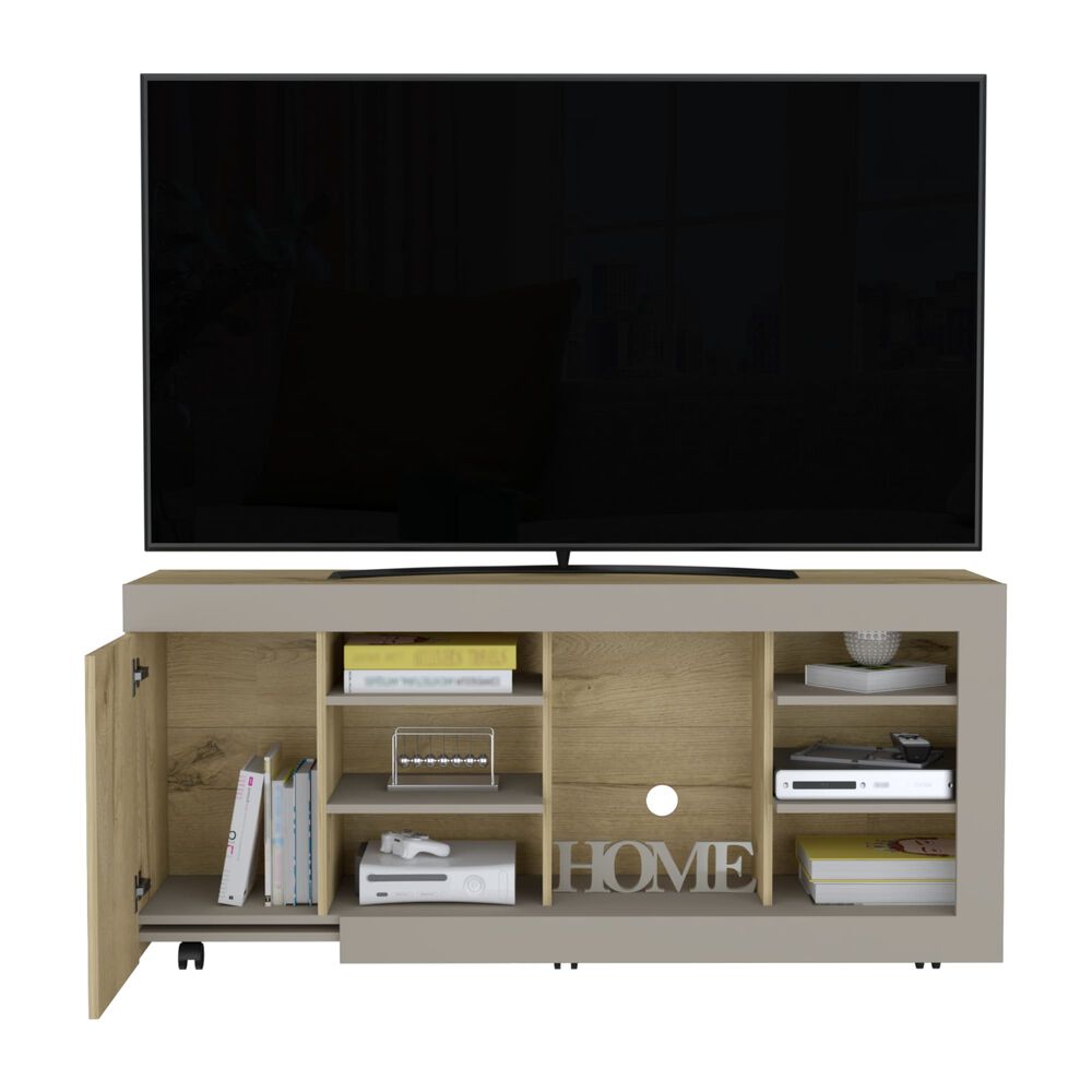 Mesa Para Tv 65" Fm 68x150x38 Cm Café Claro Y Gris image number 1.0
