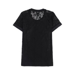 Polera Lisa Aplicación Lace Manga Corta Cuello Redondo Mujer Kimera