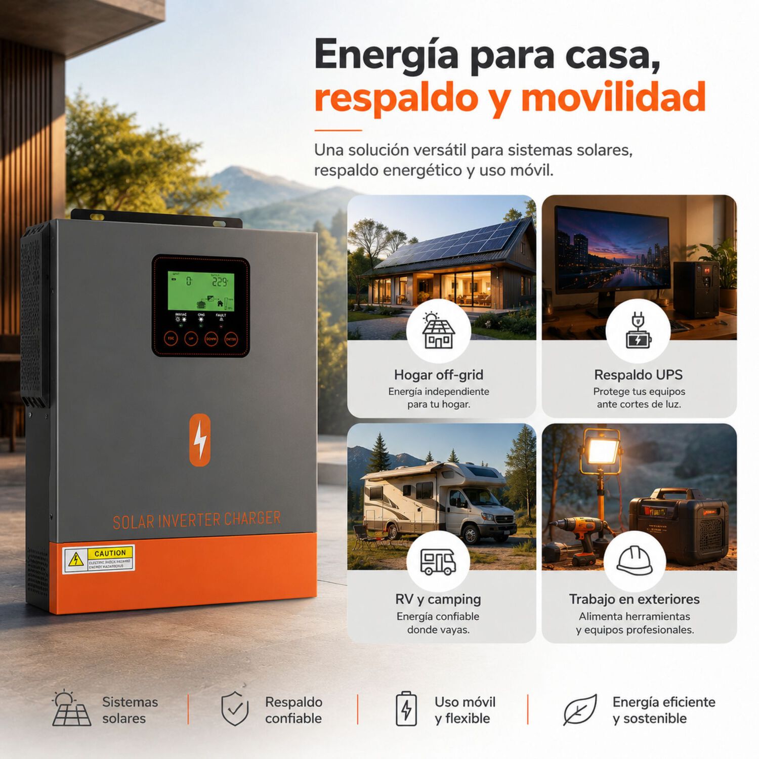 Inversor Solar H&iacute;brido Powmr 1500w 24v | Onda Senoidal Pura image number 7.0