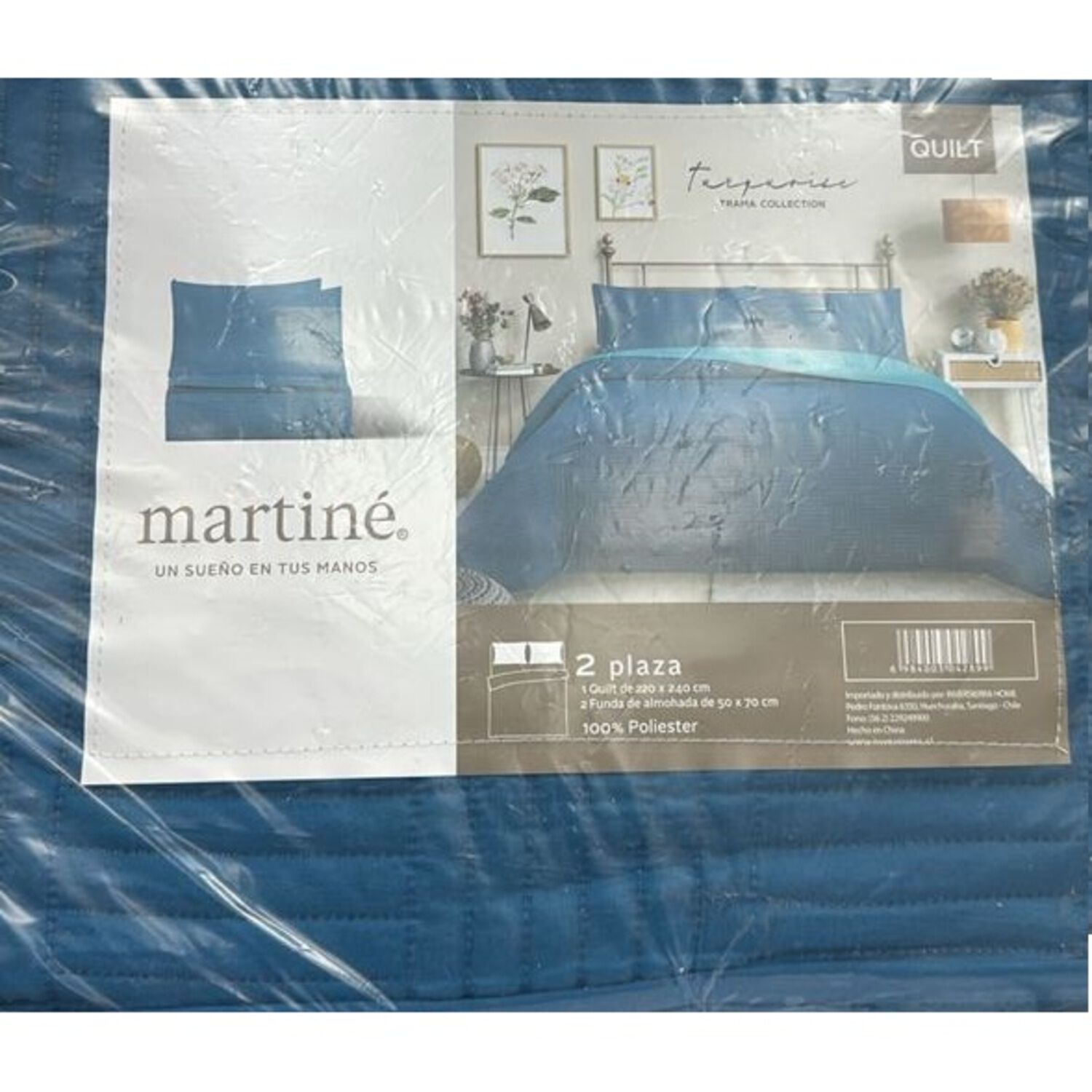 Cubrecama Quilt Reversible 2 Plazas Color Turquesa Trama Collection image number 0.0
