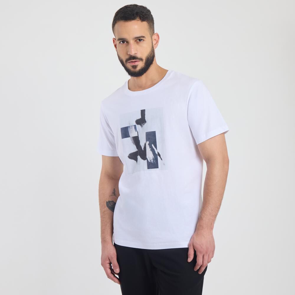 Polera Estampada Manga Corta Cuello Redondo Hombre Az Black image number 2.0