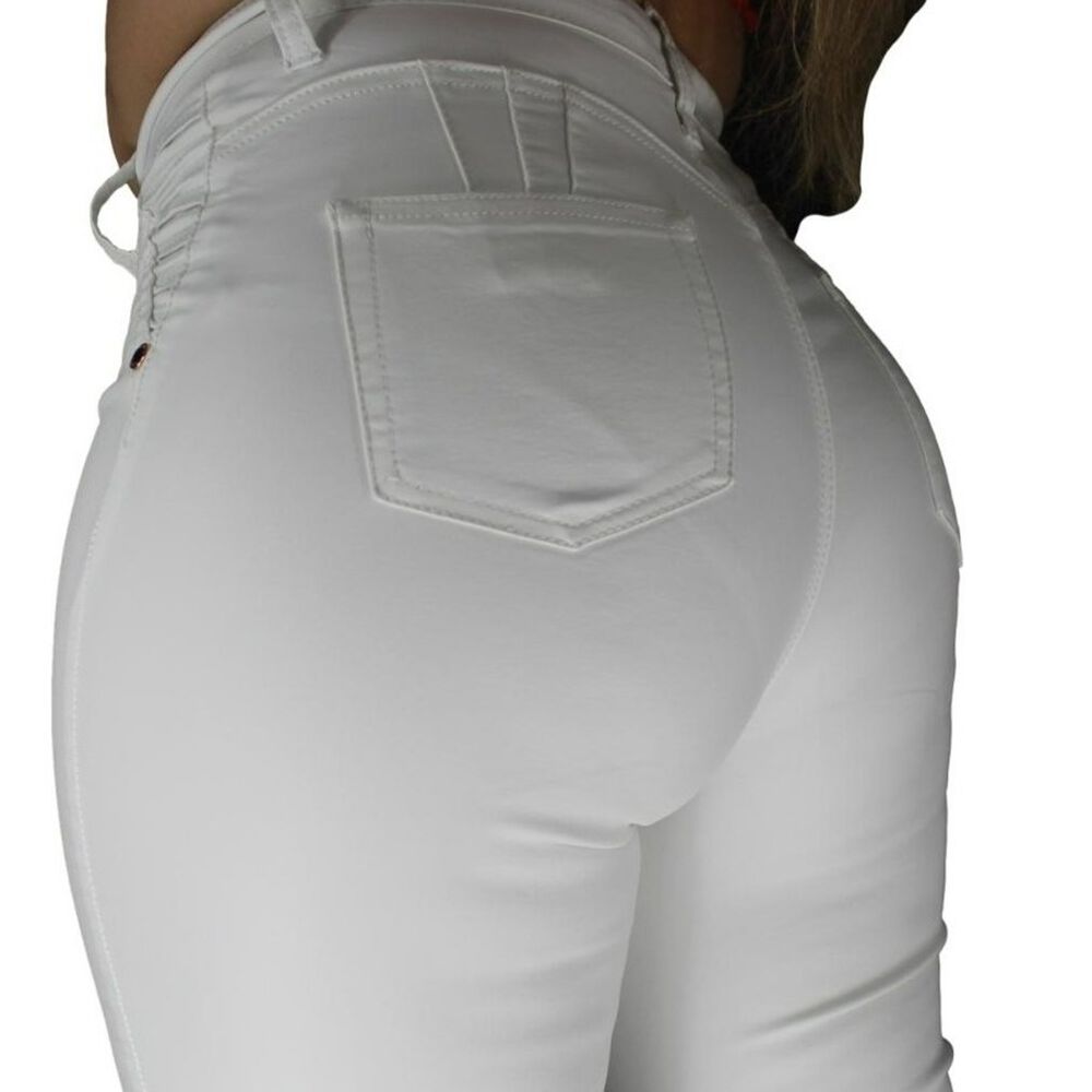 Pantalón Ecocuero Mujer Blanco image number 3.0